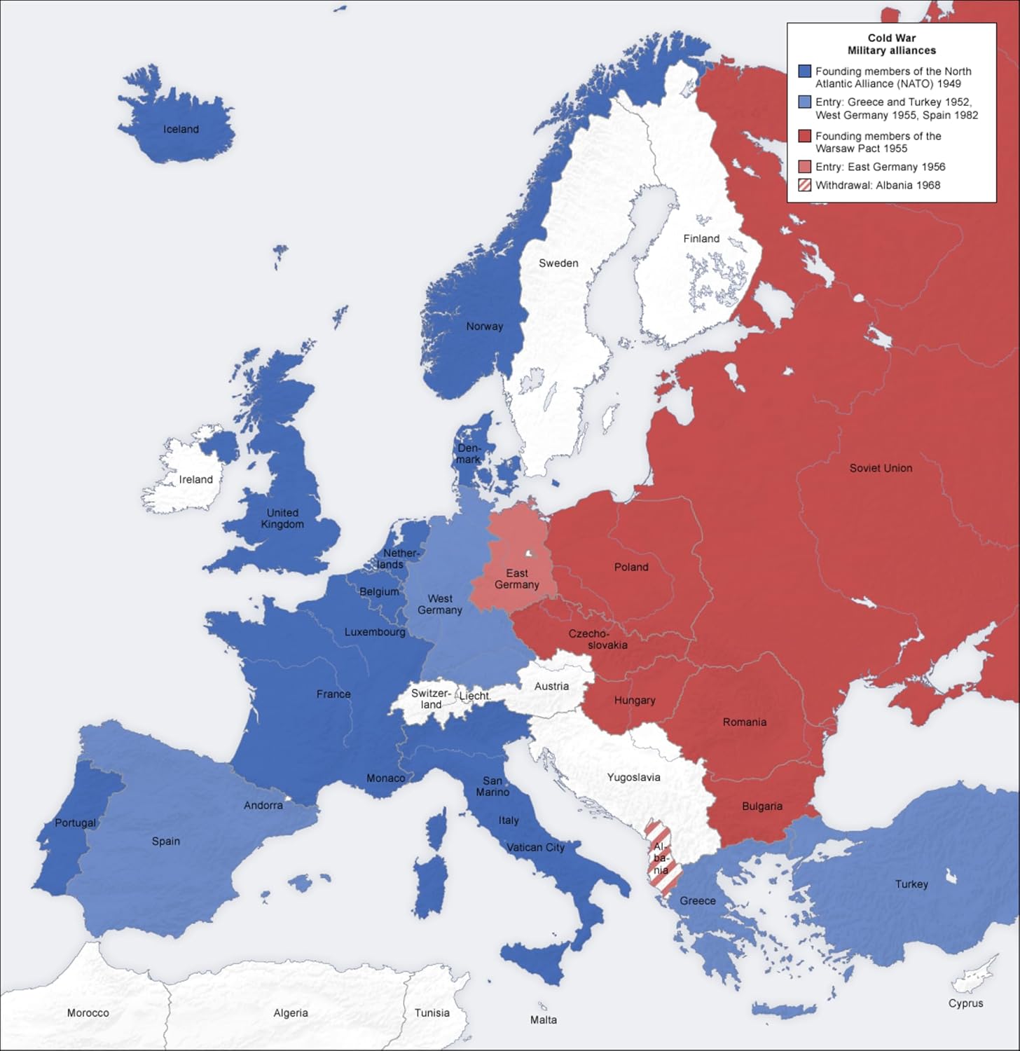 Cold War Europe Military Alliances Map Poster
